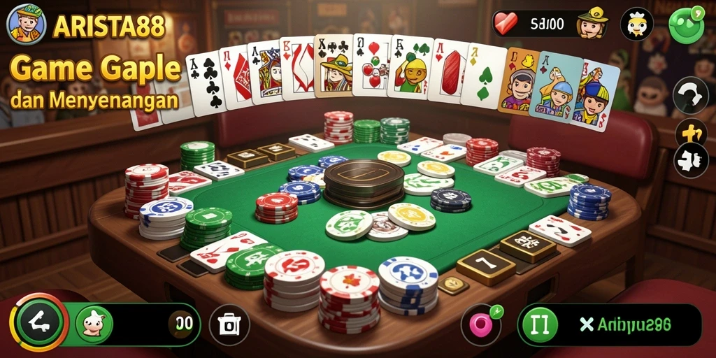 Screenshot gameplay Gaple ARISTA88 yang seru dan menantang.