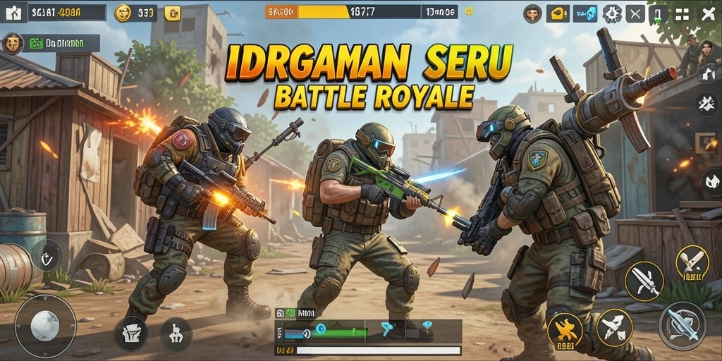 Tampilan gameplay mendebarkan dalam IDRGAME dengan aksi Battle Royale.