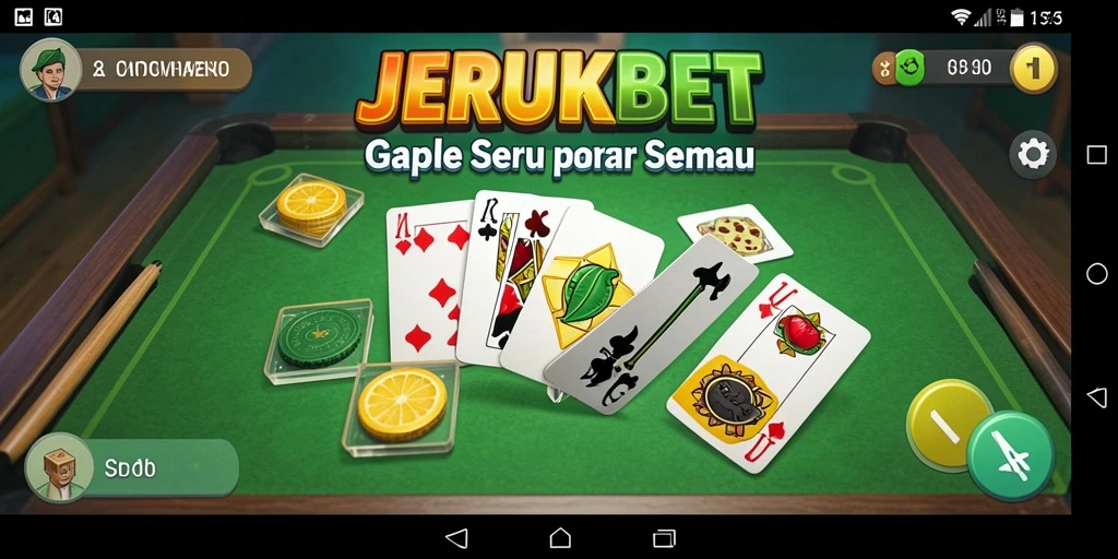 Tampilan gameplay JERUKBET yang seru dan interaktif dalam permainan Gaple.